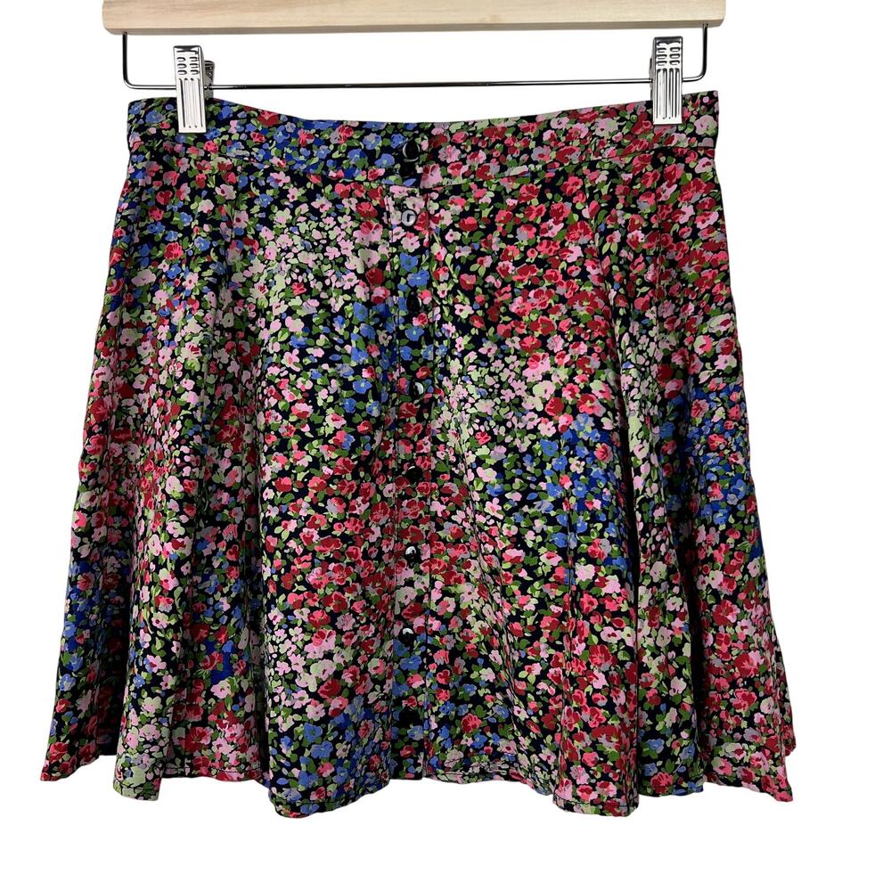 Urban Outfitters Women's Size Small Millie Button Front Black‎ Floral Mini Skirt